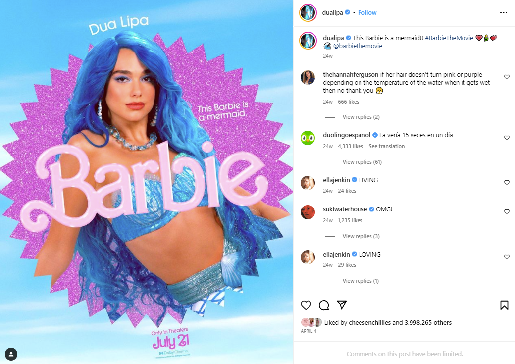 Barbie movie utilized a pre-release social media strategy